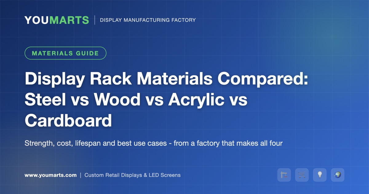 Display Rack Materials Compared: Steel vs Wood vs Acrylic vs Cardboard (2026 Guide)